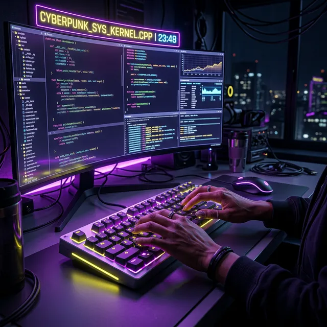 Futuristic holographic developer setup