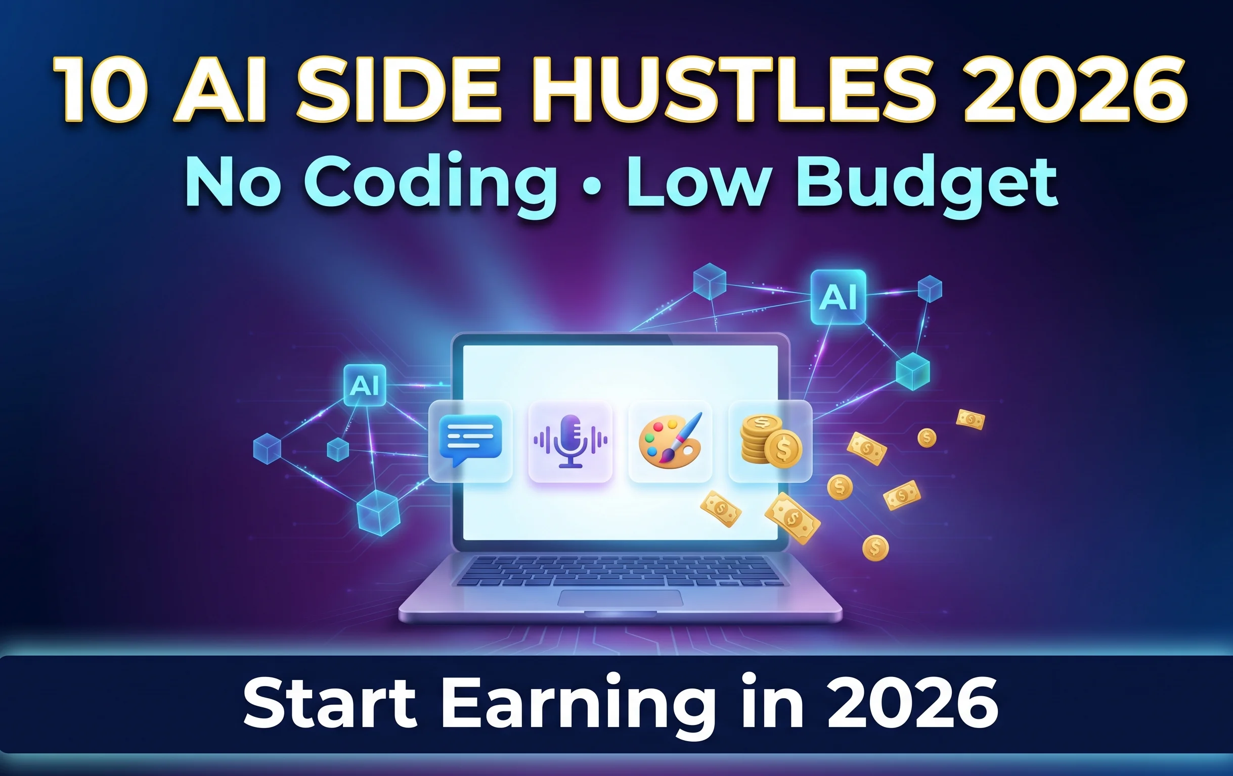 10 AI Side Hustles You Can Start in 2026 (No Coding, Low Budget)
