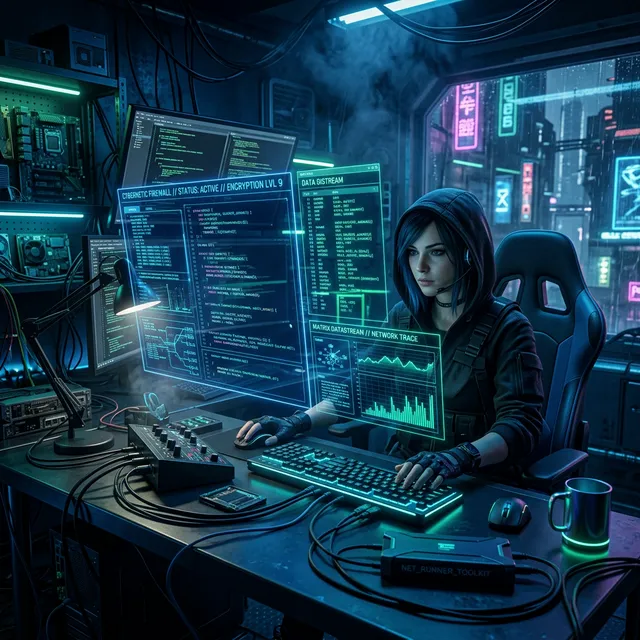 Futuristic coding setup representing DeepSeek